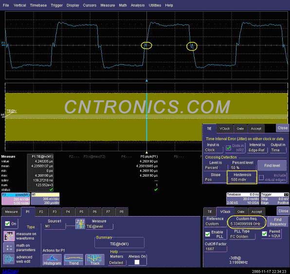 圖三 使用TIE的缺省設(shè)置，Hysteresis值為500mdiv 
