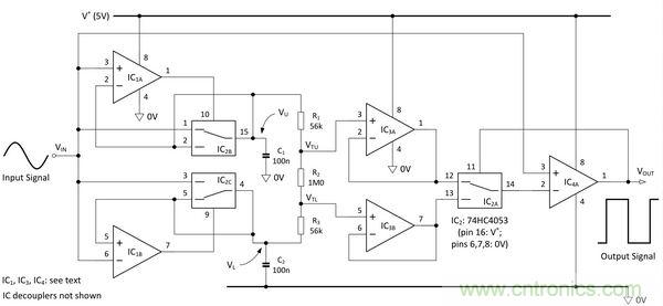 圖1：自適應(yīng)施密特觸發(fā)器。