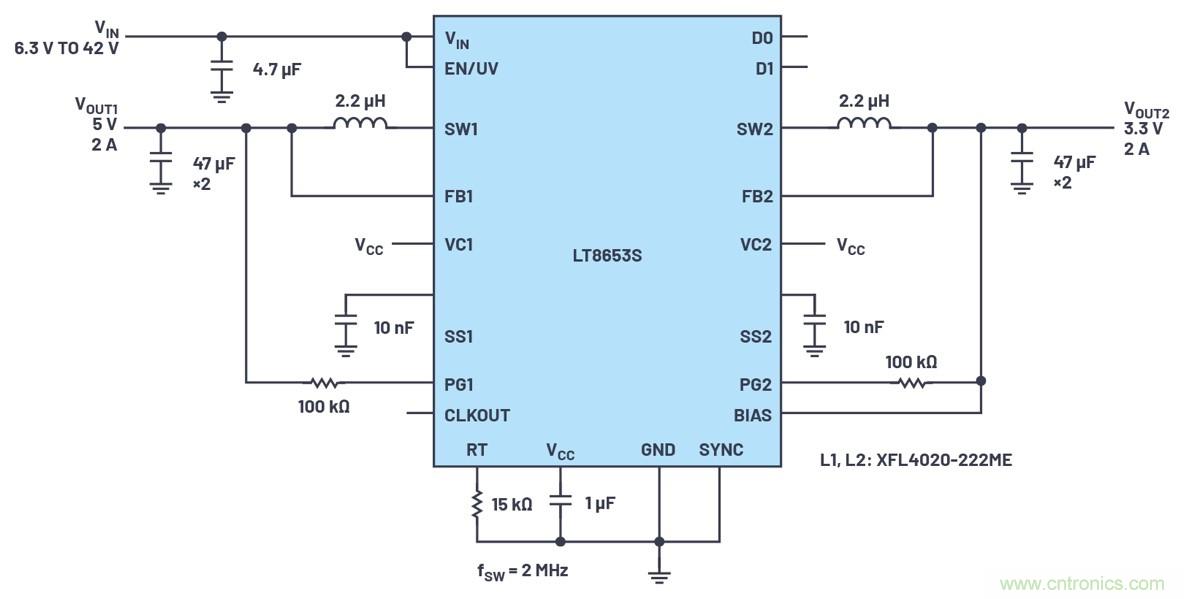 具有6.2 &micro;A靜態(tài)電流的雙通道、42 V、2 A、單片、同步降壓型Silent Switcher 2穩(wěn)壓器