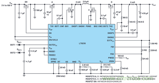 為汽車電子系統(tǒng)提供供電和保護(hù)，無(wú)開關(guān)噪聲，效率高達(dá)99.9%