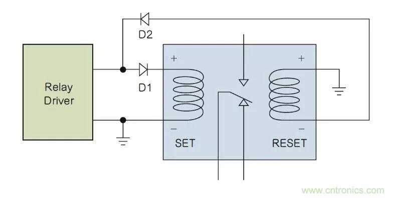如何利用二極管電路實現(xiàn)雙線圈鎖存繼電器？