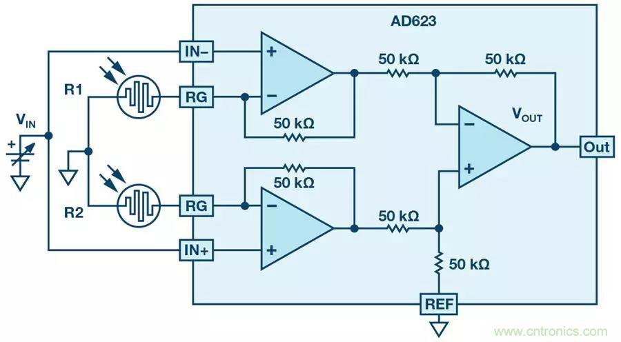 你有沒有試過用儀表放大器測(cè)量兩個(gè)光源的相對(duì)強(qiáng)度？