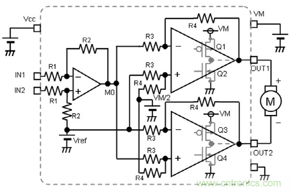 BTL功放電路的有刷直流電機(jī)驅(qū)動(dòng):線性電壓驅(qū)動(dòng) BTL功放電路的有刷直流電機(jī)驅(qū)動(dòng):線性電壓驅(qū)動(dòng)